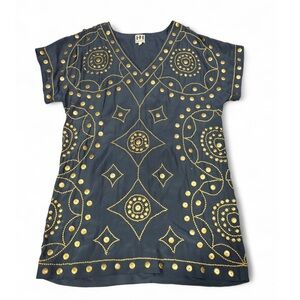 Haute Hippie Dark Blue and Gold Mini Dress